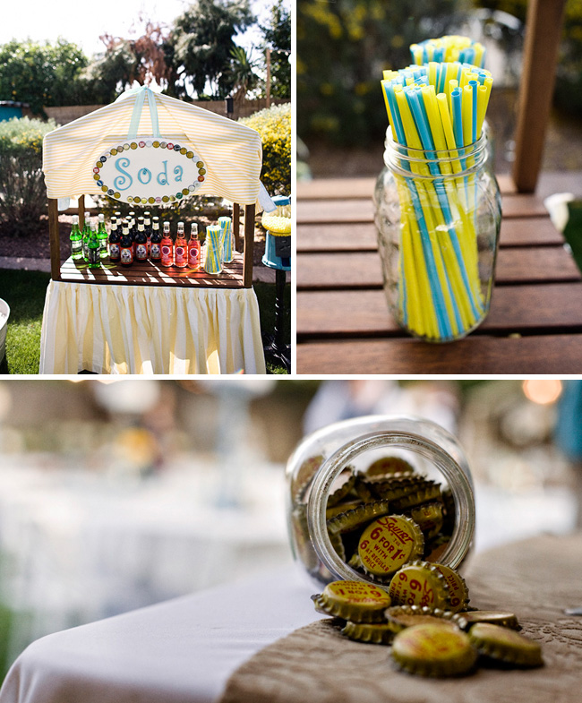 homemade blue and yellow wedding decorations