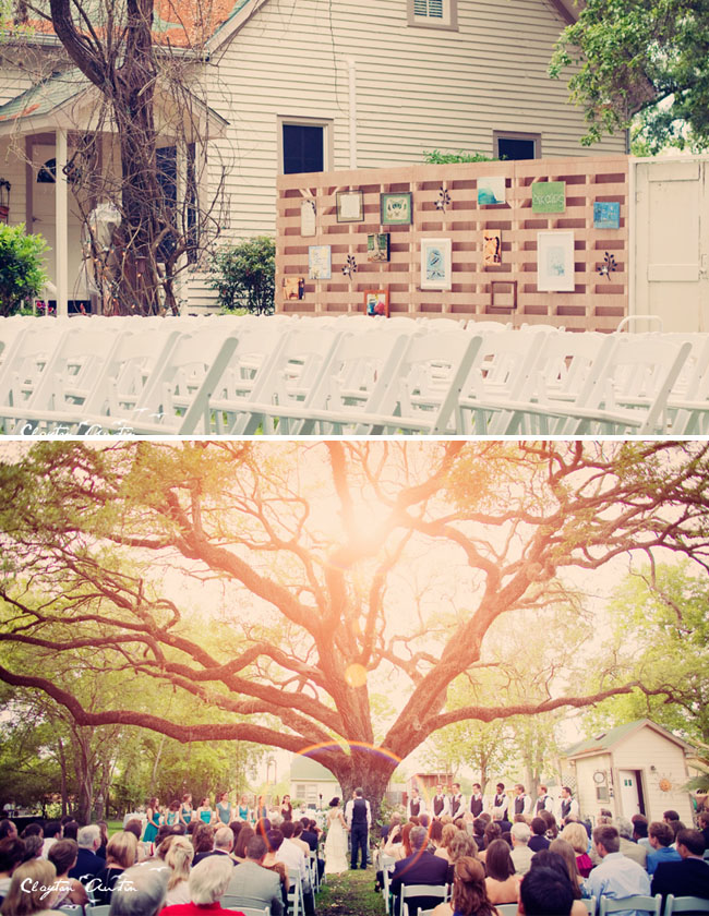 outdoor wedding under oak tree