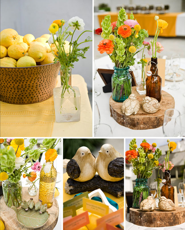 bottles for wedding decor lemons