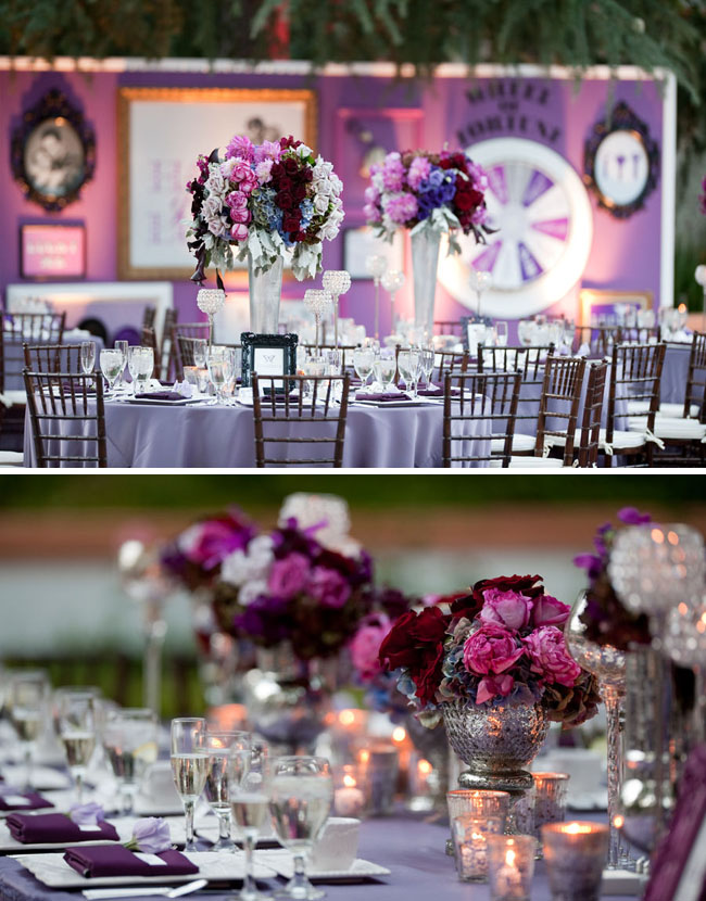  soft light for the couple's first dance purple wedding reception