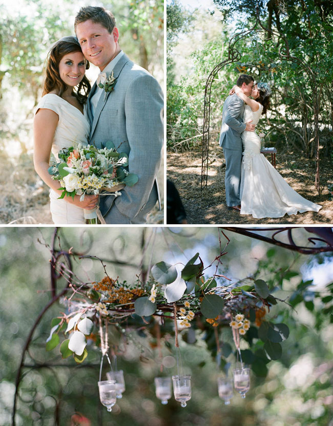  hung from an arch that came from Found Rentals rustic wedding ceremony