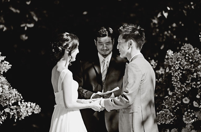 wedding ceremony black and white photography