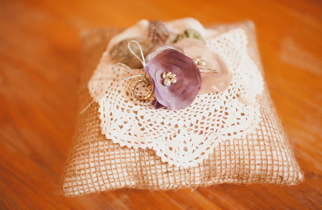 burlap lace ring pillow wedding ceremony