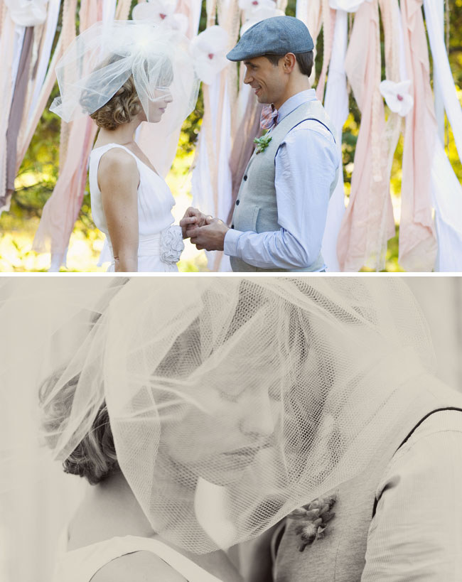  her sweet dress is by Temperley London outdoor wedding ceremony ribbons