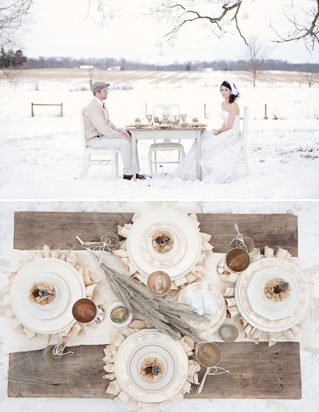 bride and groom outdoor winter reception