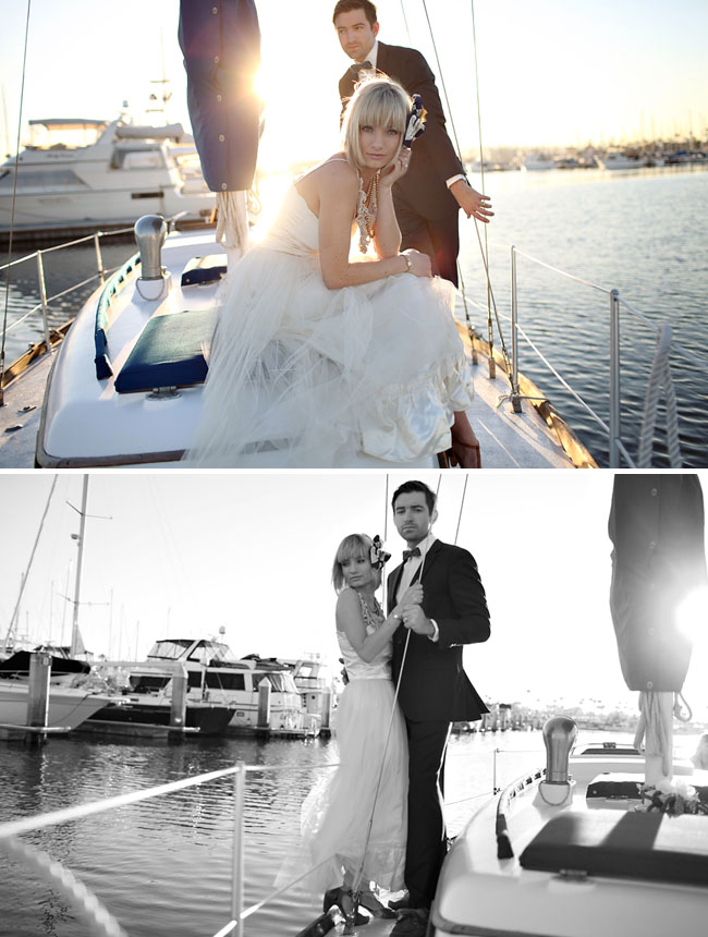 wedding couple on a boat