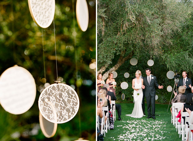 Lace embroidery hoops wedding ceremony