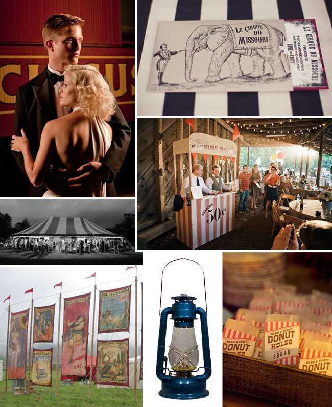  an open filed with lots of vintage circus elements circus wedding ideas