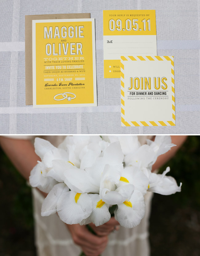 Yellow And White Wedding Invitations. white bouquet