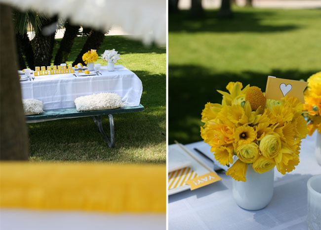 yellow centerpieces wedding blocks yellow wedding ideas