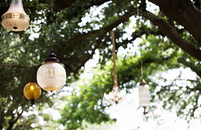 hanging lanterns wedding ceremony