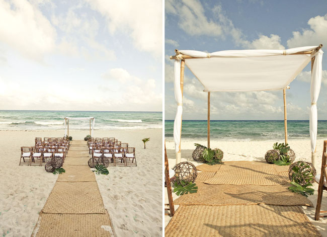 rustic beach ceremony Love their beautiful ceremony setup right on the 
