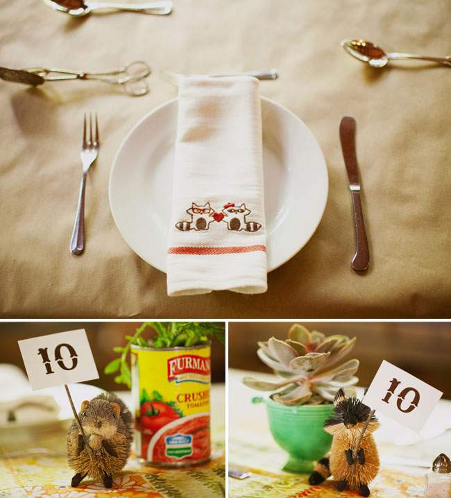 the cute woodland creatures they had to display their table numbers
