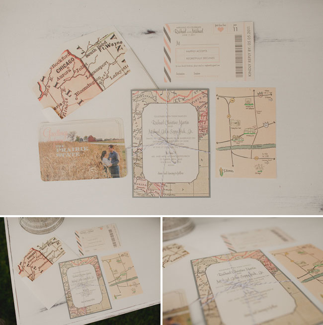 Posh Paperie interwove the couple's travel theme through the invitations and