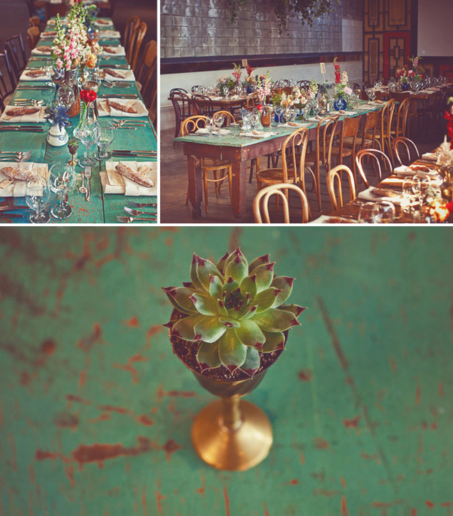 bohemian wedding reception tables