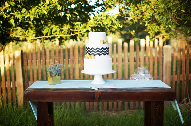 wedding cake with chevron print