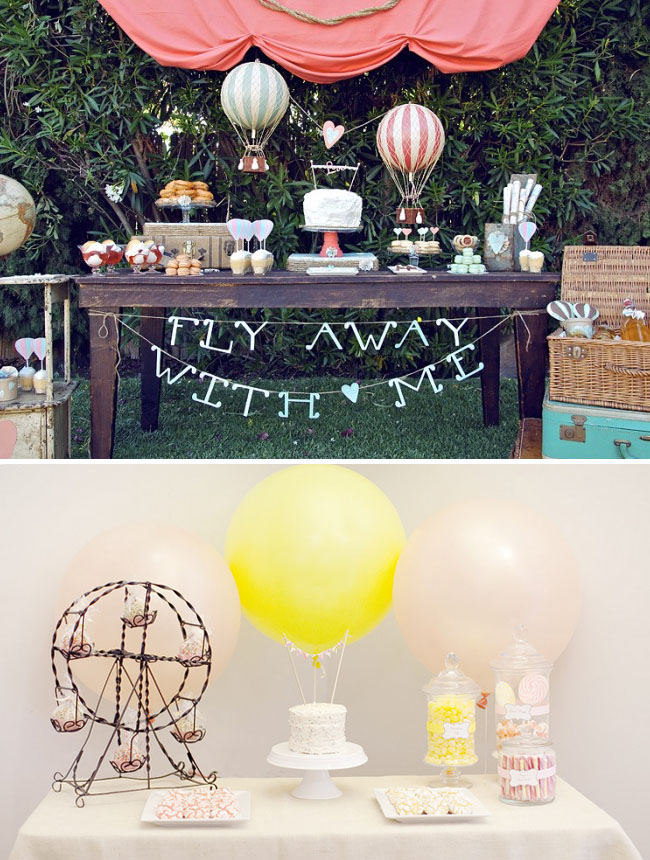 I love these dessert tables with hot air balloons