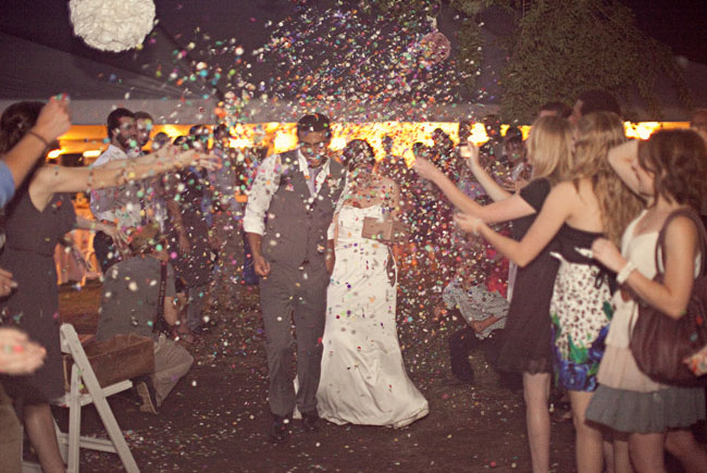 wedding exit with confetti 