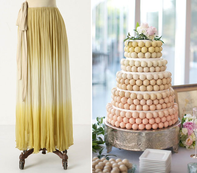 yellow ombre cake and dress Stunning wedding dress by Versace via 