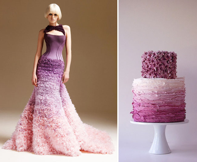 Stunning wedding dress by Versace via Fashionbride and gorgeous cake by 