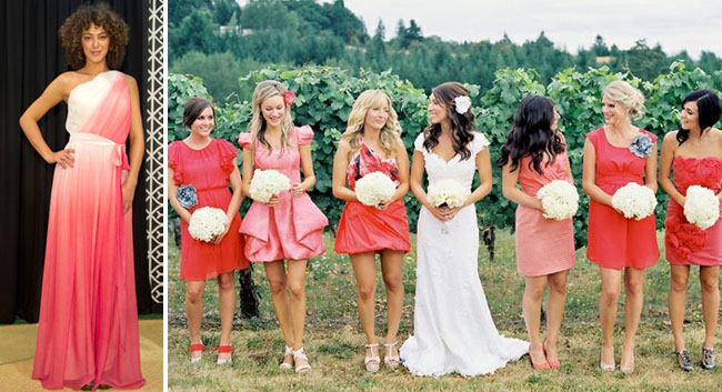 Ombre can be in any color you wish and love pairing these bridesmaids 