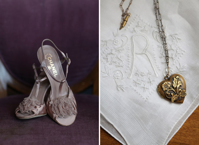 channel wedding shoes Meg wore her mother's locket and a gorgeous pair of