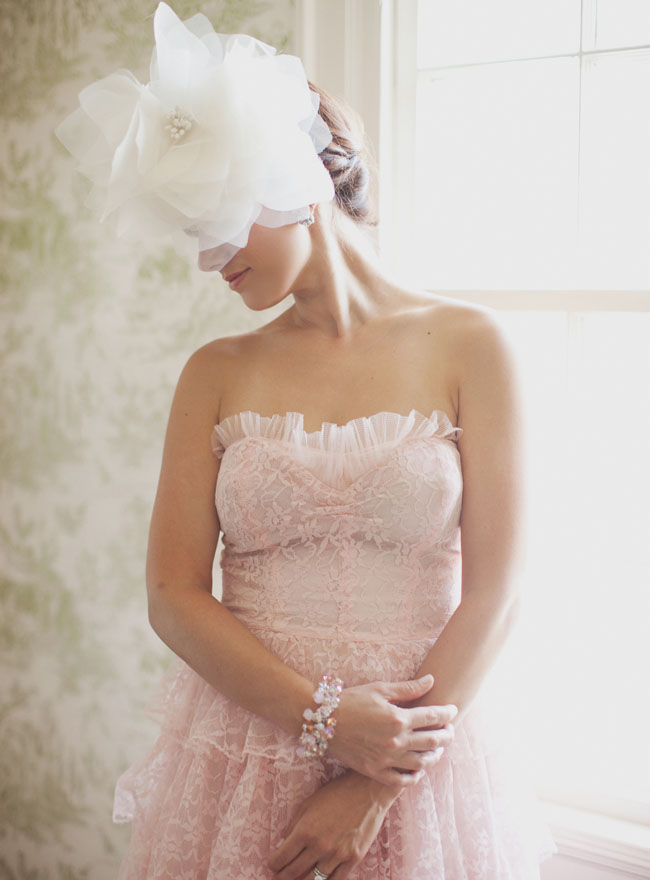 vintage pink lace wedding dress