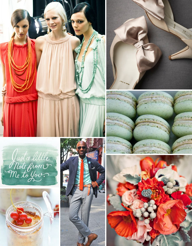mint green blush and red wedding colors photo credits going clockwise Tory 