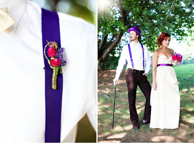 purple groom suspenders