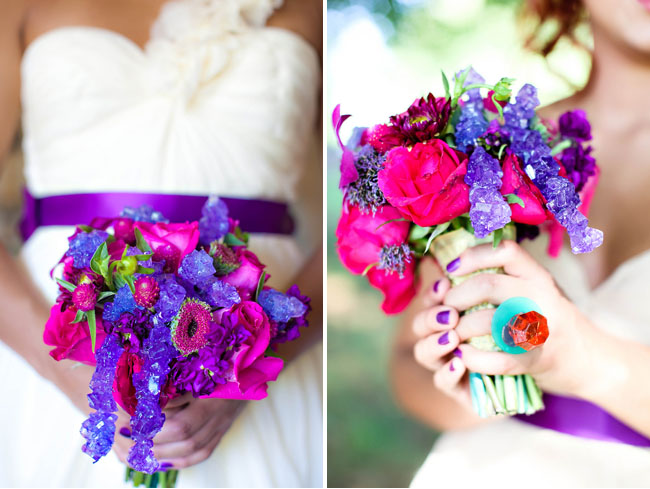 purple and pink bouquet purple bridal belt