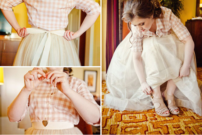 plaid shirt with wedding skirt