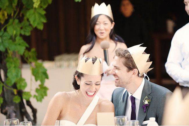 bride and groom in gold crowns