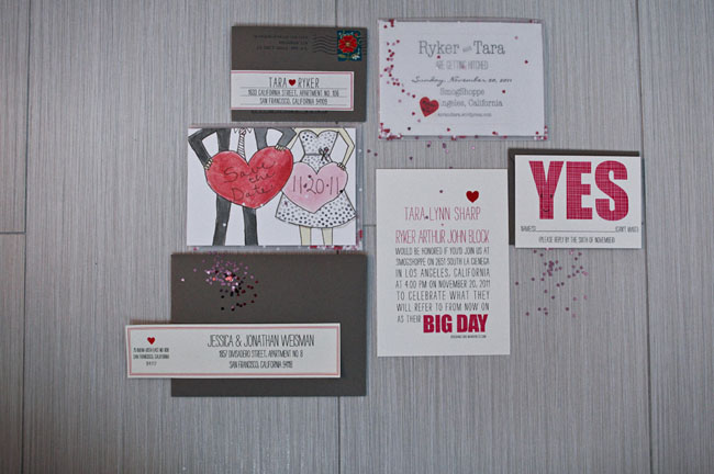 heart wedding invitation suite