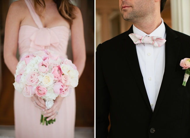 Love her pink wedding dress pink striped bow tie made from this GWS Bow
