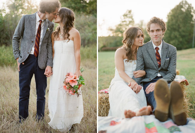 They wanted a whimsical wooded backyard wedding with local food and their