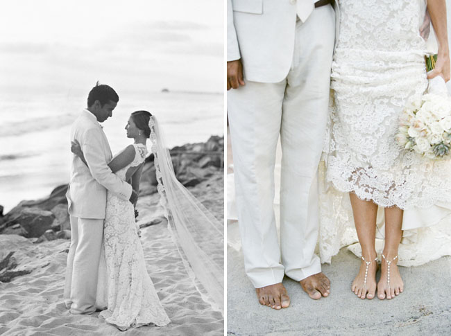 noiva e do noivo do casamento de praia