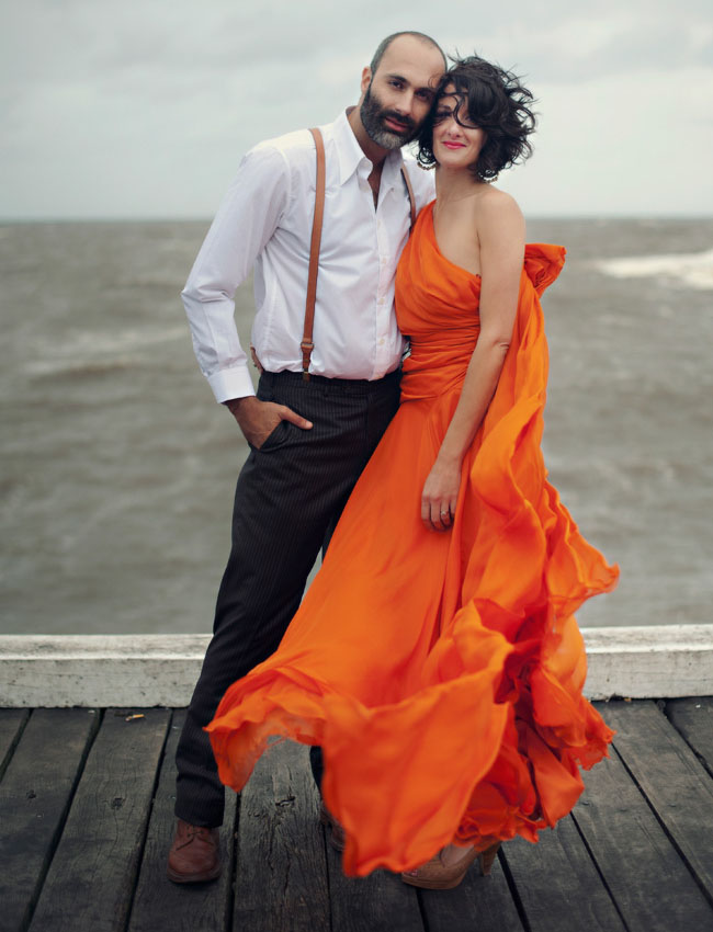 orange wedding dress ocean LOVE a bride that isn 39t afraid to rock a bold