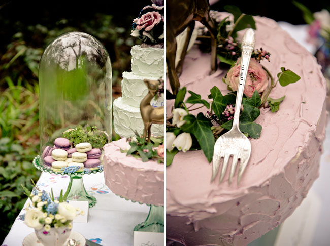 зеленый и розовый торт стол