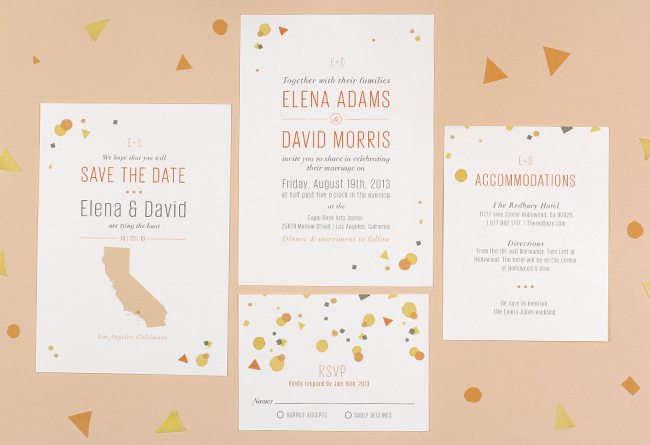 confetti wedding invitations