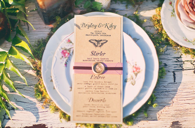butterfly wedding menu