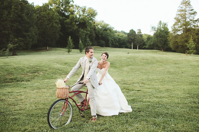 bride and groom bicycle