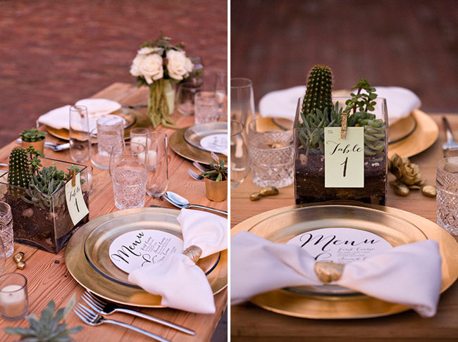 gold and green tablescape
