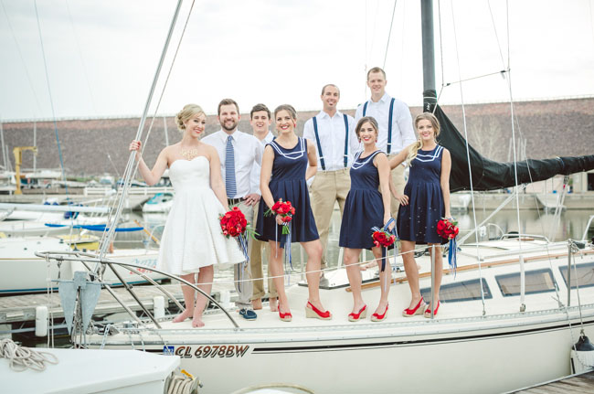 wedding party on a boat