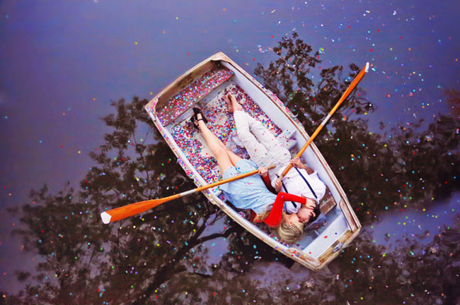 confetti on a canoe