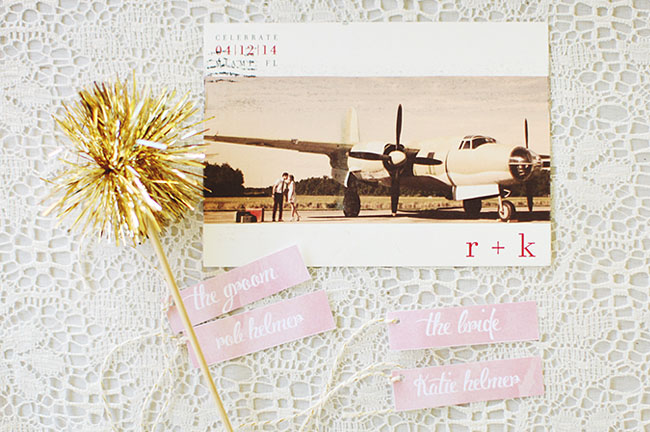 airplane save the date postcard