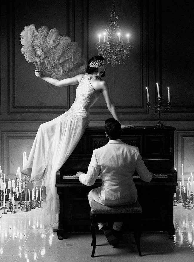 gatsby piano bride and groom