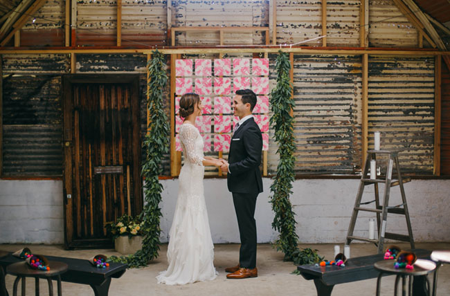 tile and garland backdrop
