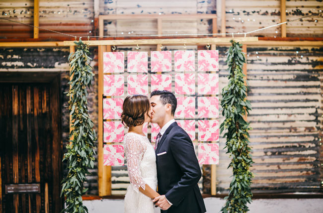 tile and garland backdrop