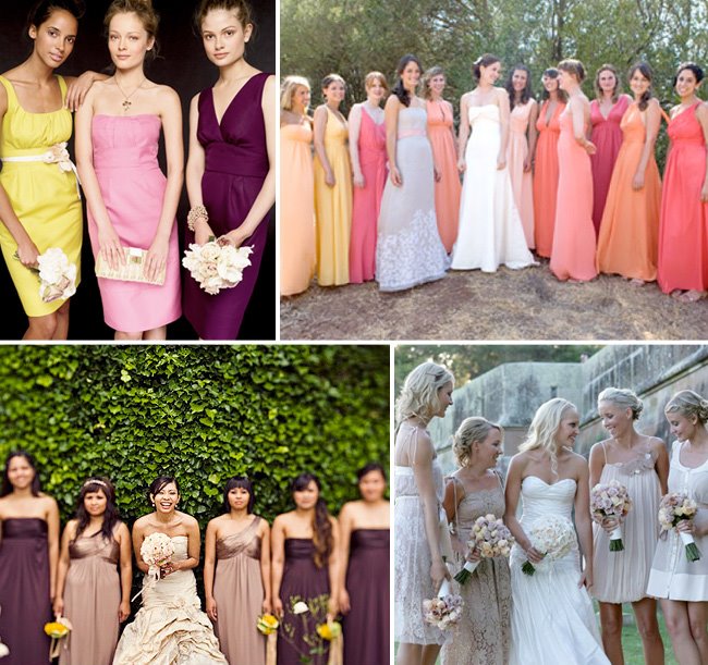 non-matching bridesmaids dresses