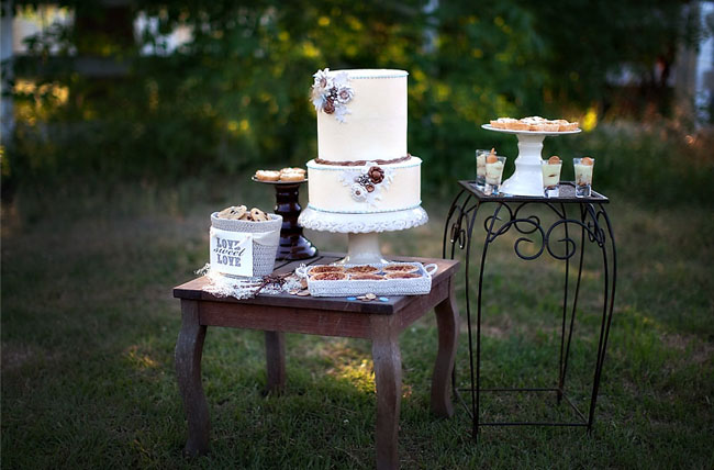 wedding dessert table cake and sweets